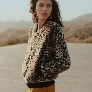Anthropologie Leopard Print Bomber Jacket